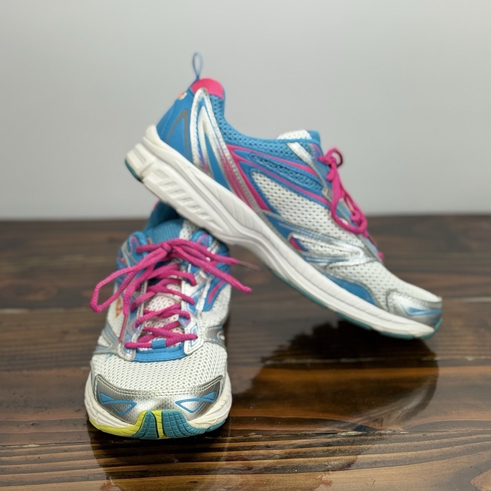 Women's Fila Running Shoes Coolmax with Memory Foam Size 9.5 Blue Silver Pink‎